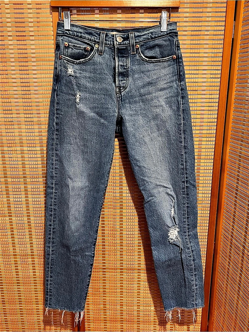 Levi's Wedgie Fit Straight Jeans Distressed Blue Waist 25
